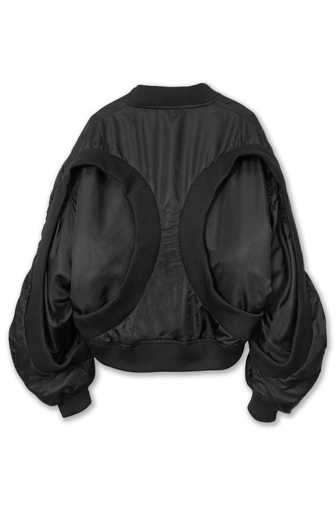 CIRCLE RIBBED NYLON MA-1 -BLACK-